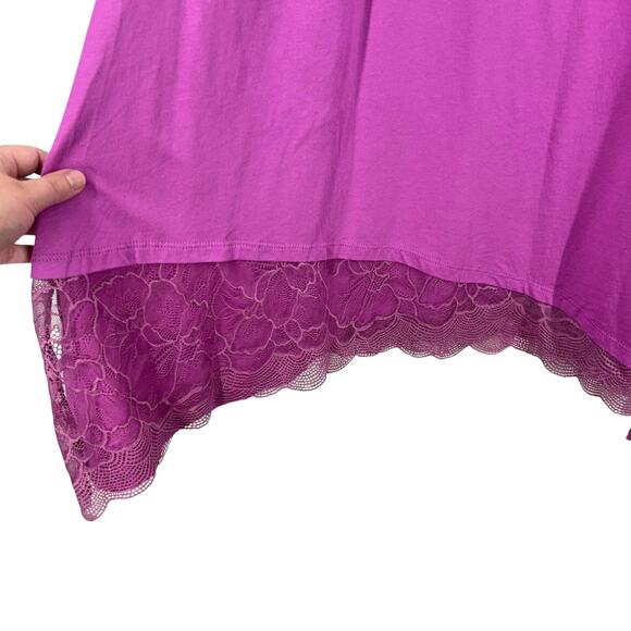 Fairycore Magenta Swing Dress Lace Hem LOGO‎ by Lori Goldstein Size L - Picture 2 of 9